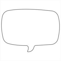 Continuous single line art drawing of speech bubble square shaped chat cloud and thought dialogue icon vector