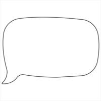 Continuous single line art drawing of speech bubble square shaped chat cloud and thought dialogue icon vector