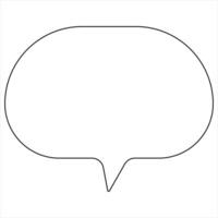 Continuous single line art drawing of speech bubble square shaped chat cloud and thought dialogue icon vector