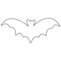 Continuous single line art drawing of cute flying bat for nature lover organization outline vector illustration