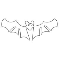 Continuous single line art drawing of cute flying bat for nature lover organization outline vector illustration