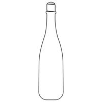 Continuous single line art drawing of wine bottle alcohol drink in doodle style outline vector illustration