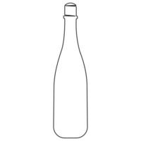 Continuous single line art drawing of wine bottle alcohol drink in doodle style outline vector illustration