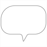 Continuous single line art drawing of speech bubble square shaped chat cloud and thought dialogue icon vector