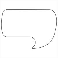 Continuous single line art drawing of speech bubble square shaped chat cloud and thought dialogue icon vector