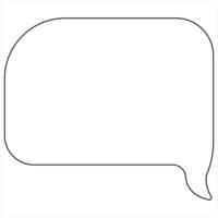 Continuous single line art drawing of speech bubble square shaped chat cloud and thought dialogue icon vector