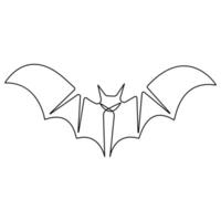 Continuous single line art drawing of cute flying bat for nature lover organization outline vector illustration