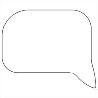 Continuous single line art drawing of speech bubble square shaped chat cloud and thought dialogue icon vector