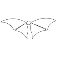 Continuous single line art drawing of cute flying bat for nature lover organization outline vector illustration