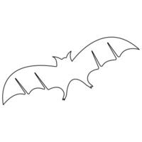 Continuous single line art drawing of cute flying bat for nature lover organization outline vector illustration