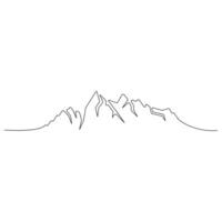 Continuous single line art drawing of mountain landscape top view of mounts outline vector illustration