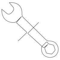 Continuous one line art drawing repair tool icon Service center symbol engineer day vector