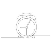 Continuous one line art drawing of ringing alarm clock outline vector illustration