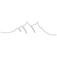 Continuous single line art drawing of mountain landscape top view of mounts outline vector illustration