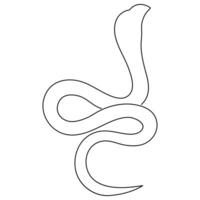 Continuous one line art drawing of venomous snake outline art vector illustration