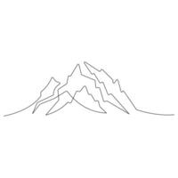 Continuous single line art drawing of mountain landscape top view of mounts outline vector illustration