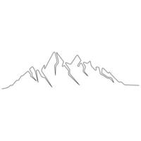 Continuous single line art drawing of mountain landscape top view of mounts outline vector illustration