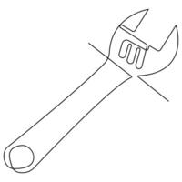 Continuous one line art drawing repair tool icon Service center symbol engineer day vector