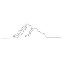 Continuous single line art drawing of mountain landscape top view of mounts outline vector illustration