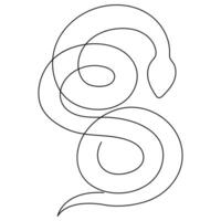 Continuous one line art drawing of venomous snake outline art vector illustration