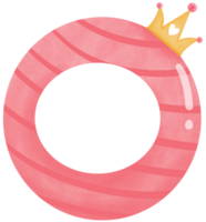 Number zero with crown for birthday party png