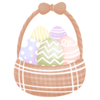 Easter eggs in brown basket png