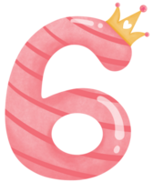 Number six with crown for birthday party png