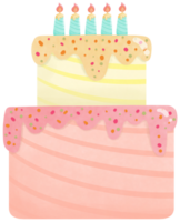 twee laag verjaardag taart met kaarsen png