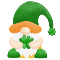 St.Patrick's Day Gnome holding a shamrock png