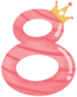 Number eight with crown for birthday party png