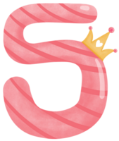 Number five with crown for birthday party png