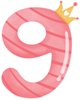 Number nine with crown for birthday party png