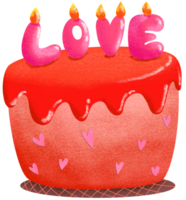 Red velvet cake with love candle for Valentine's day png