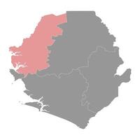 norte Oeste provincia mapa, administrativo división de sierra leona vector ilustración.