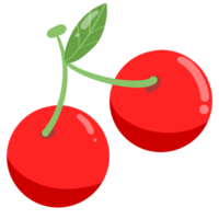 Red Cherry with leaf png