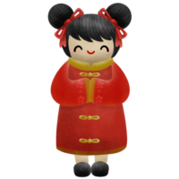 Girl Chinese new year costumes png