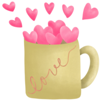 Cup of coffee with hearts png
