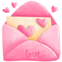 Love letter and heart with pink envelope for Valentine's day png