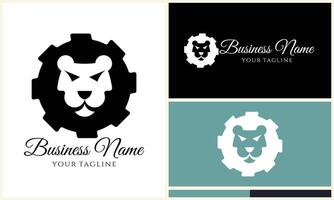 silhouette lion head logo template vector