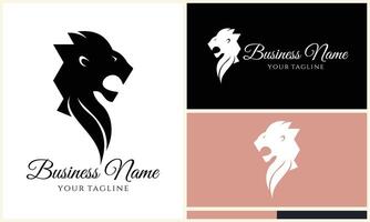 silhouette lion head logo template vector