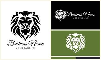 silhouette lion head logo template vector