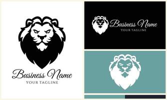 silhouette lion head logo template vector