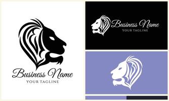 silhouette lion head logo template vector