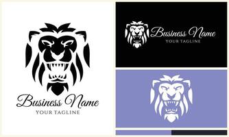 silhouette lion head logo template vector