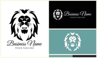 silhouette lion head logo template vector