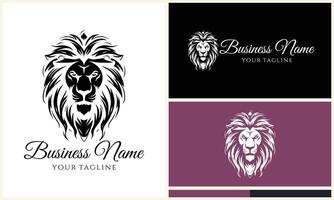 silhouette lion head logo template vector