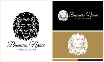 silhouette lion head logo template vector