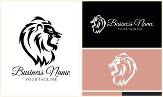 silhouette lion head logo template vector