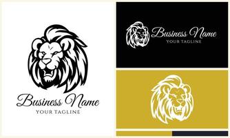 silhouette lion head logo template vector