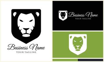 silhouette lion head logo template vector